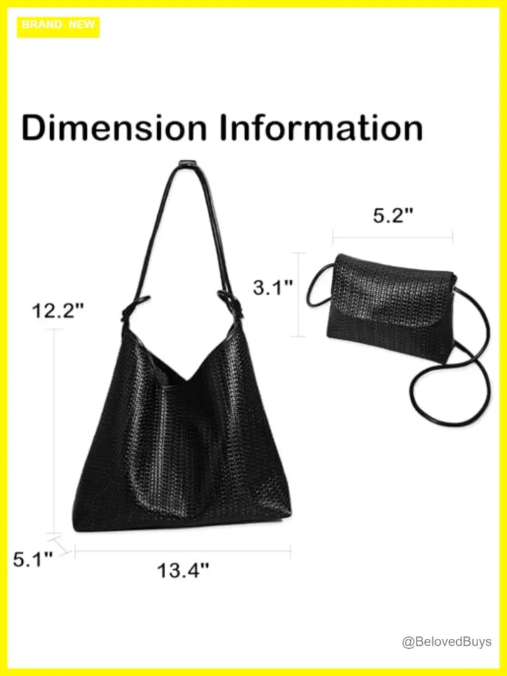 2-Piece Woven Texture Vegan Leather Hobo Bag Set Tote Crossbody with Clutch